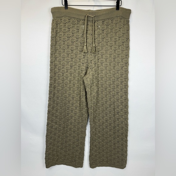 NWT Aerie Crochet Coverup Pants Olive Green Cotton Size XXL Loungewear Beach - Picture 3 of 10
